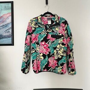 PATAGONIA SYNCHILLA SNAP-T HAWAIIAN FLORAL FLEECE PULLOVER WOMENS S RARE PRINT